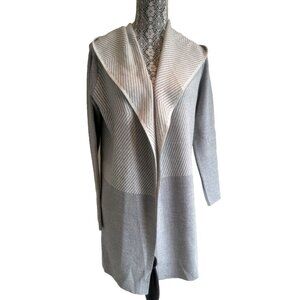 Lineamaglia 48 % Wool Blend Open Cardigan Hooded Size Small Gray‎ Italy